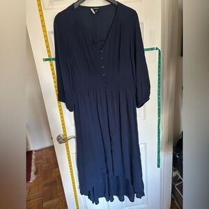 Torrid high low hem cinched waist dress. Navy blue. Torrid size 2 (2X, 18-20).